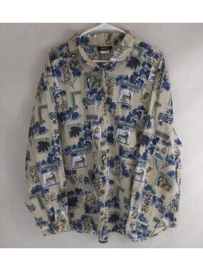 Top & Co Women's Wild African Animal Design Button-Up Shirt Size 2XL